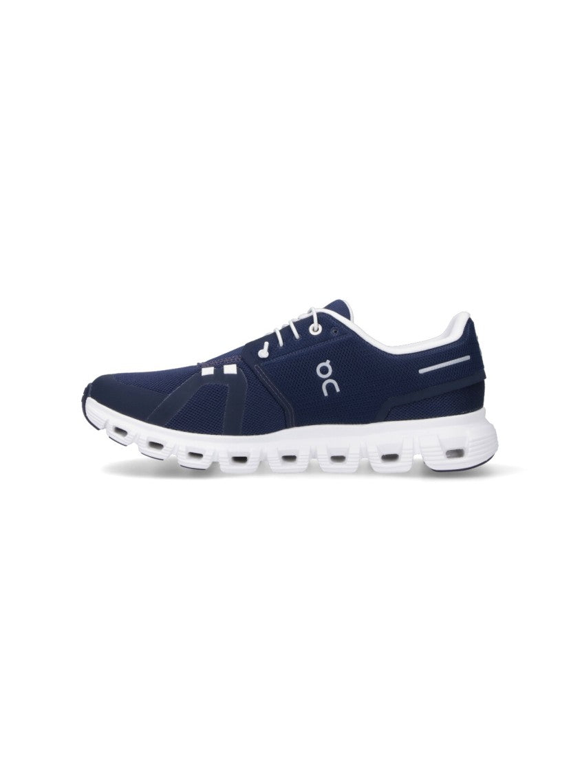 On Navy Blue Mesh Sneakers With Rounded Toe