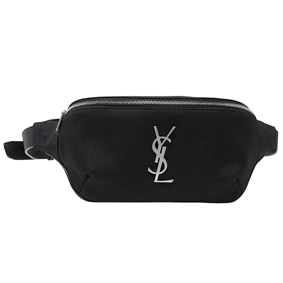 Saint Laurent Belt Bag With Silver Ysl Logo And Adjustable Strap