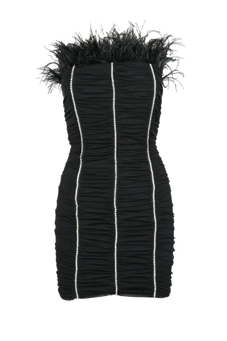 Patrizia Pepe Sera Strapless Mini Dress With Ruched Detailing