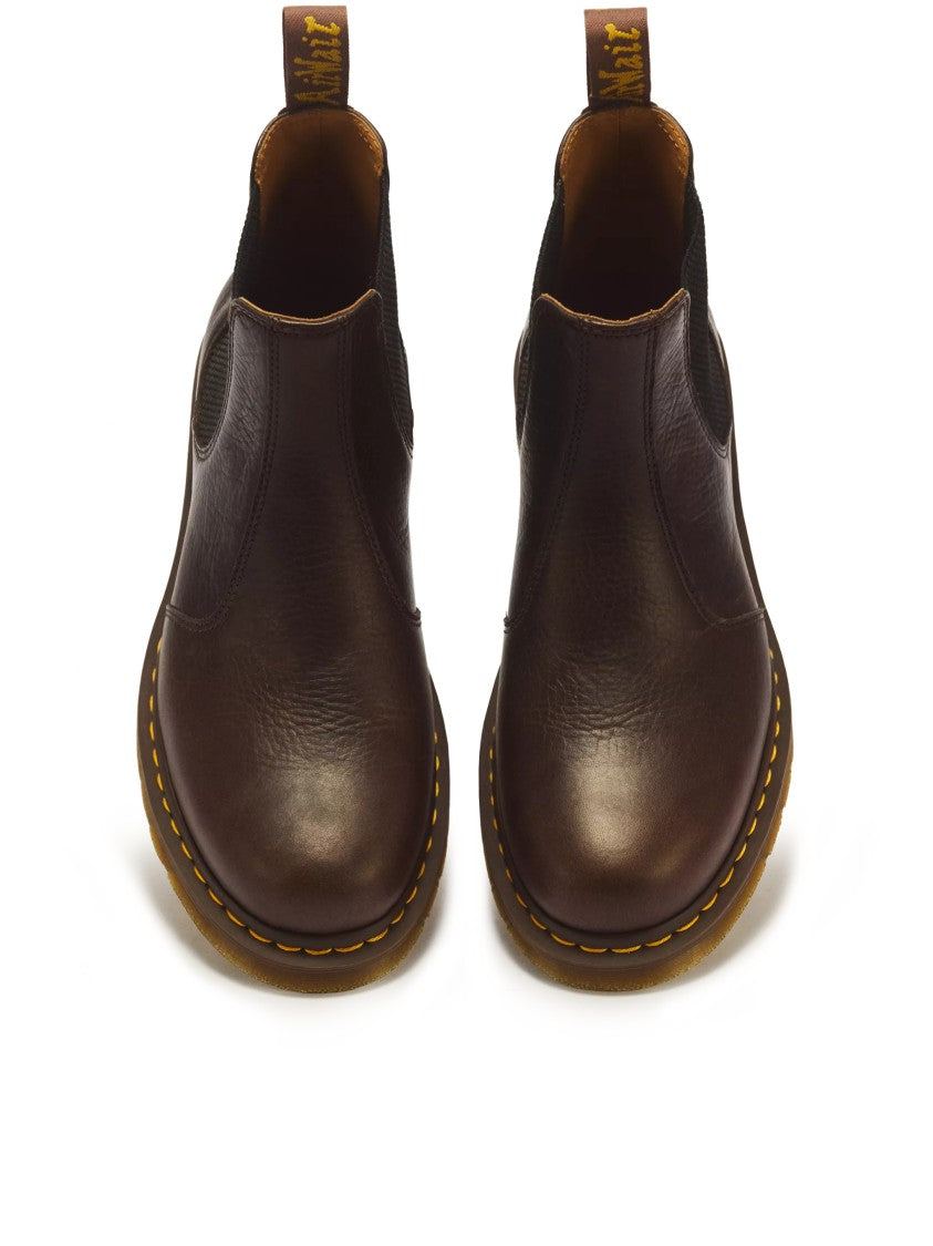 Dr. Martens Brown Elastic Side Panels Leather Ankle Boots