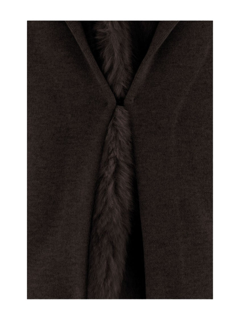Bruno Manetti Dark Brown Wool-Cashmere Blend Plush Fur Trim Jacket