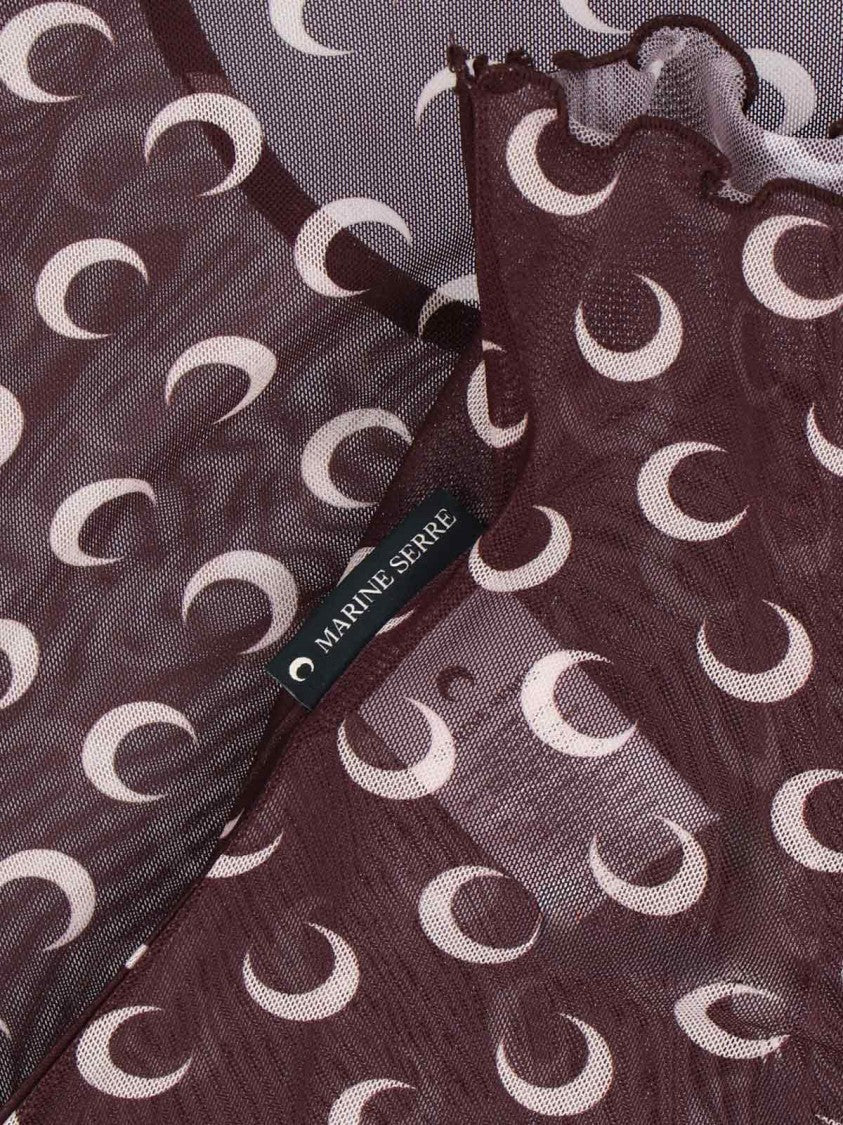 Marine Serre 'Moonogram' Logo Crop Top – Brown