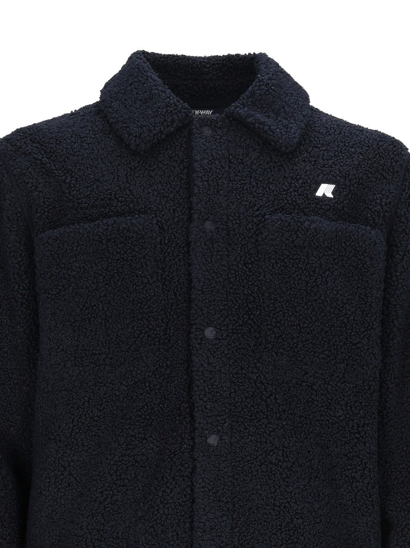 K-Way Signature Sherpa Textured Jacket With Classic Collar
