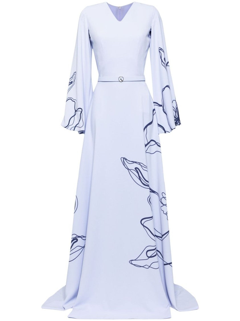 Saiid Kobeisy Floral Printed Crepe Kaftan