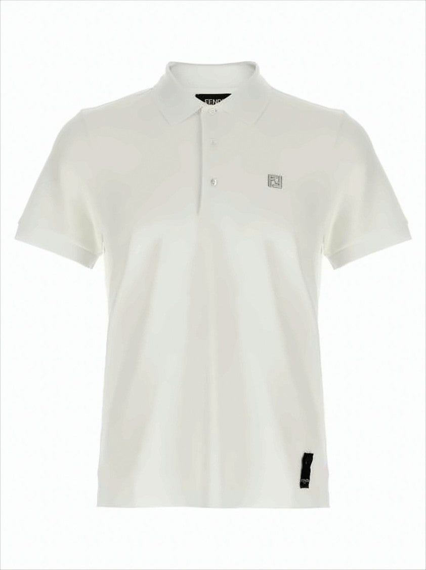 Fendi Classic Short-Sleeve Polo Shirt With Metallic Logo Emblem