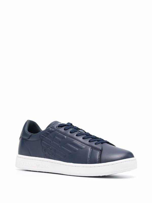 Ea7 Emporio Armani Blue Tennis Dynamic Low-Top Leather Sneakers