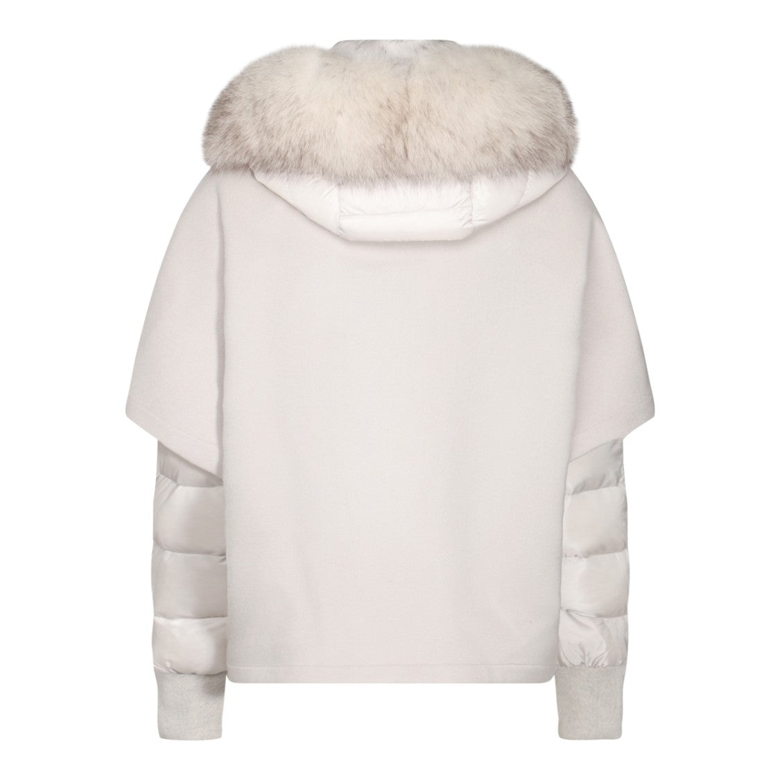 Moorer Layered Cape Coat With Quilted Sleeves And Fur-Trimmed Hood