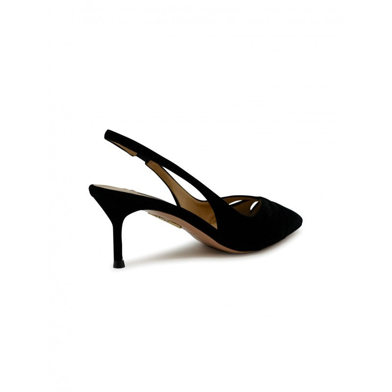Aquazzura Black  Velvet Moves Sling 65