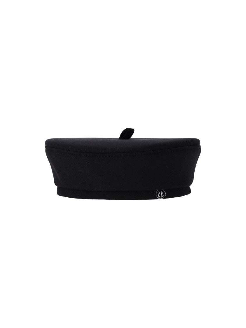 Ruslan Baginskiy Black Wool-Blend Monogram Embroidered Hat