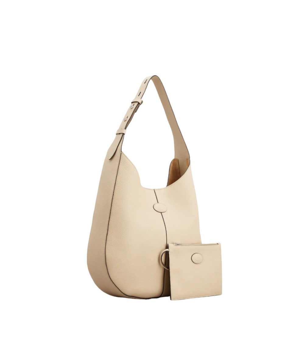 Tod's Refined Hobo Bag In Textured Calf Leather