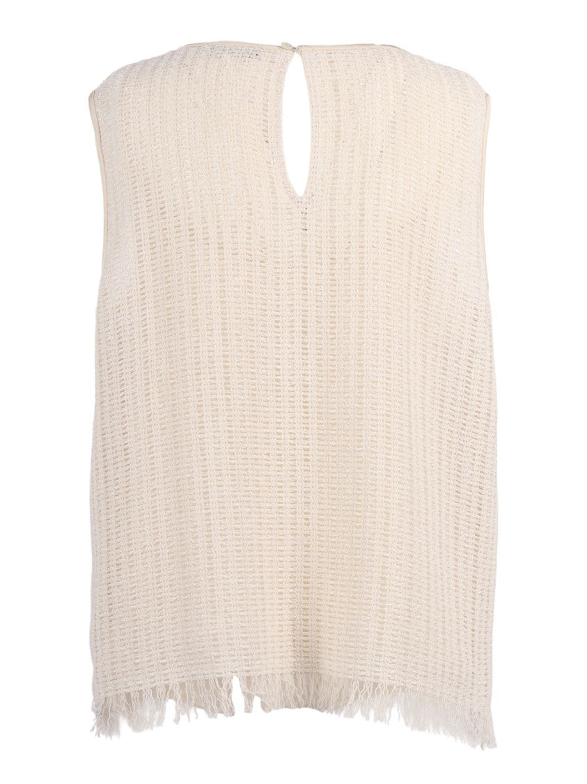 Peserico Open Knit Fringe Trim Tank Top
