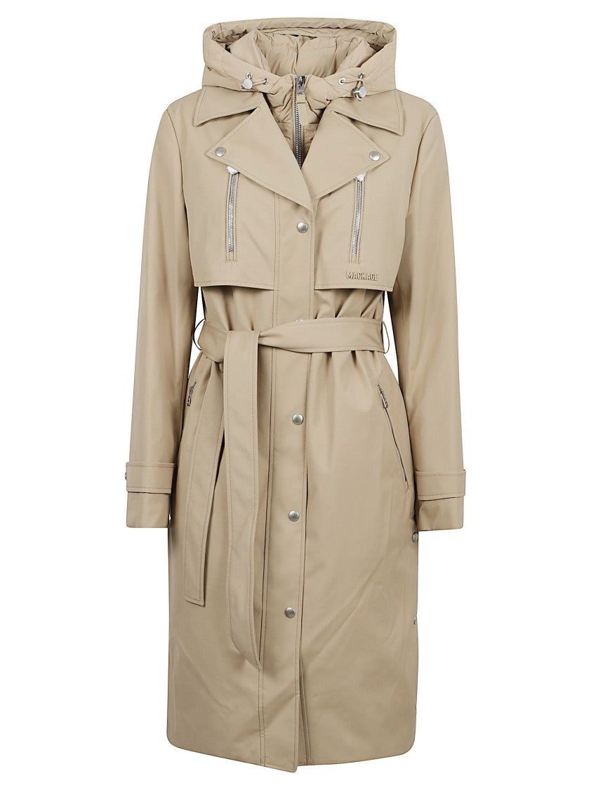 Mackage Belted Trench Coat With Quilted Hood