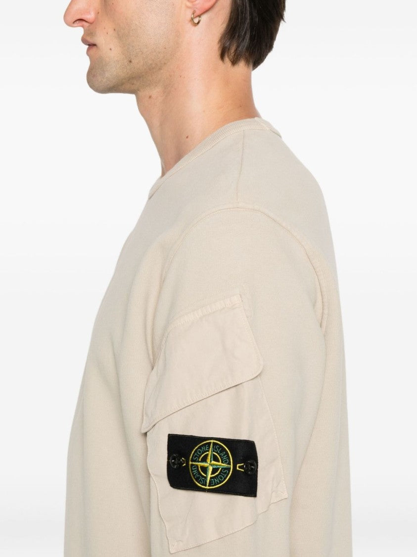 Stone Island Relaxed Fit Beige Sweatshirt With Flap Pockets