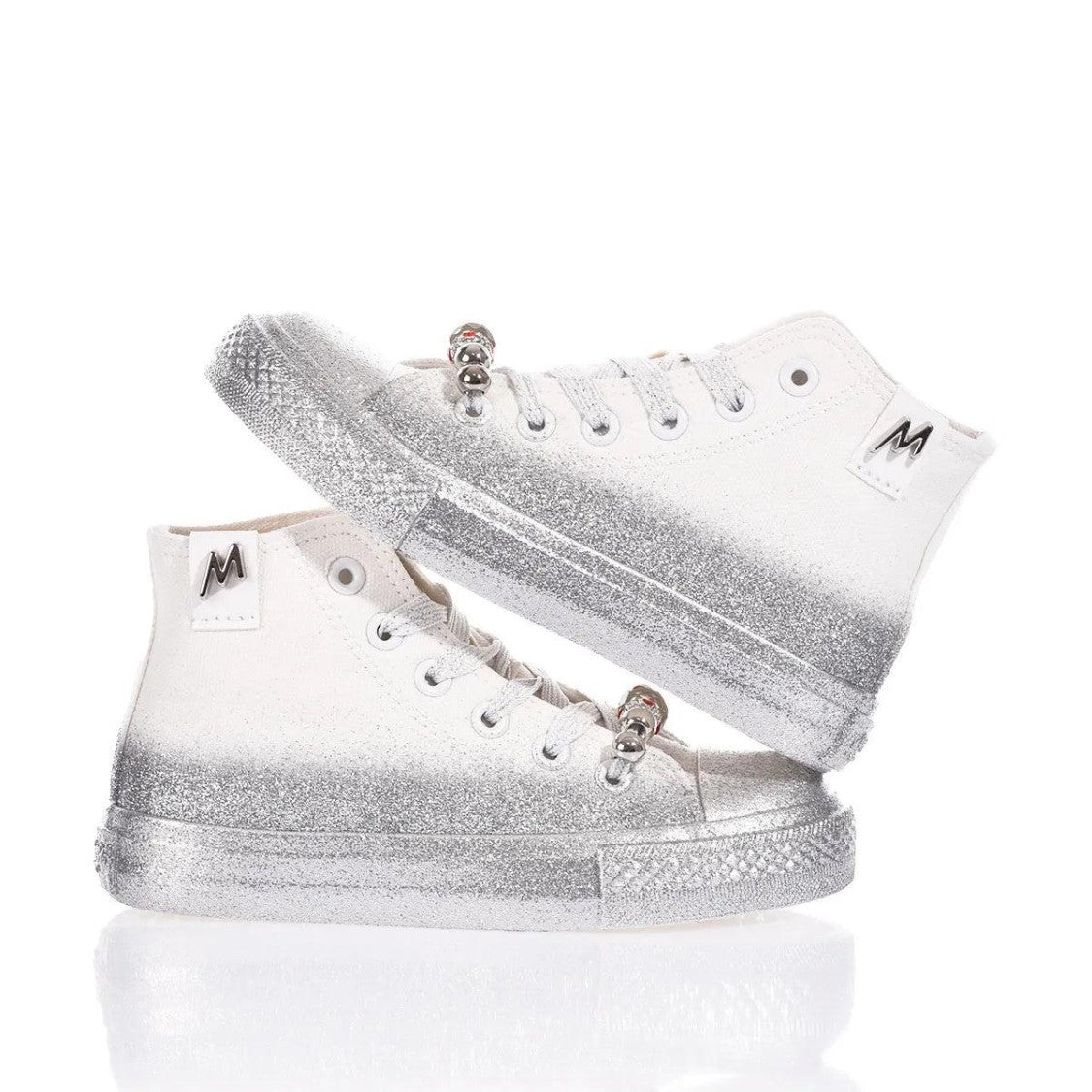 Mimanera High-Top Sneakers With Silver Glitter Gradient