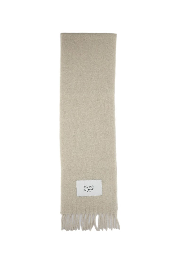 Maison Kitsuné Beige Fringed Alpaca Wool Scarf