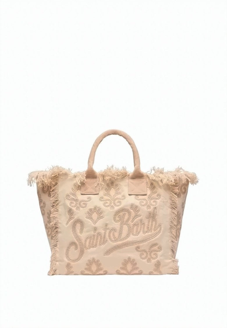 Mc2 Saint Barth Intricate Jacquard Tote Bag With Fringed Edges