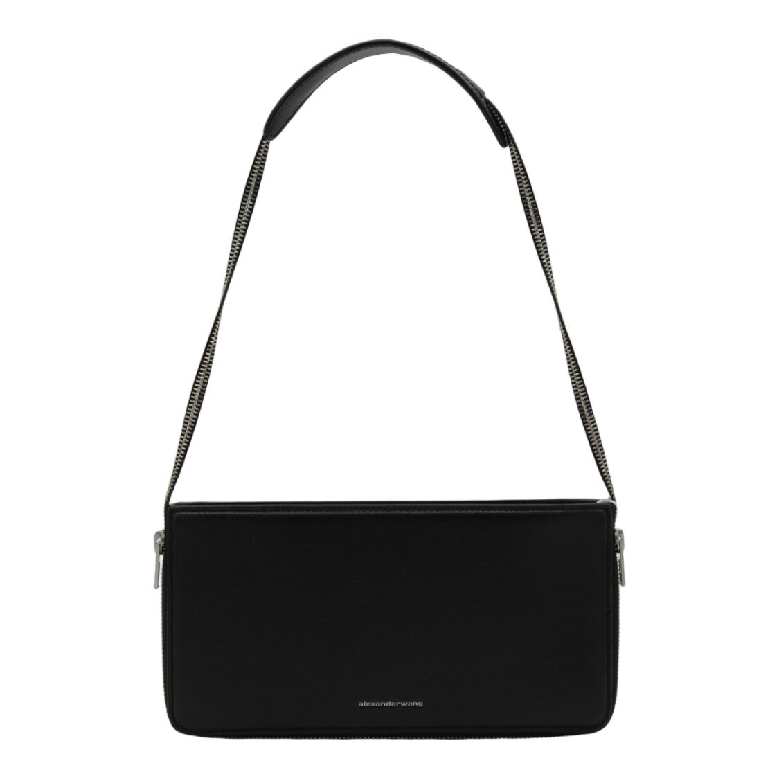 Alexander Wang Rectangular Black Shoulder Bag With Silver-Tone Zipper Detailing