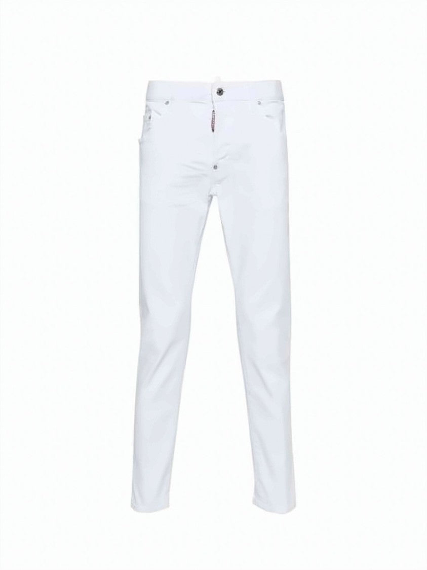 Dsquared2 Slim-Fit White Denim Trousers With Classic Five-Pocket Design