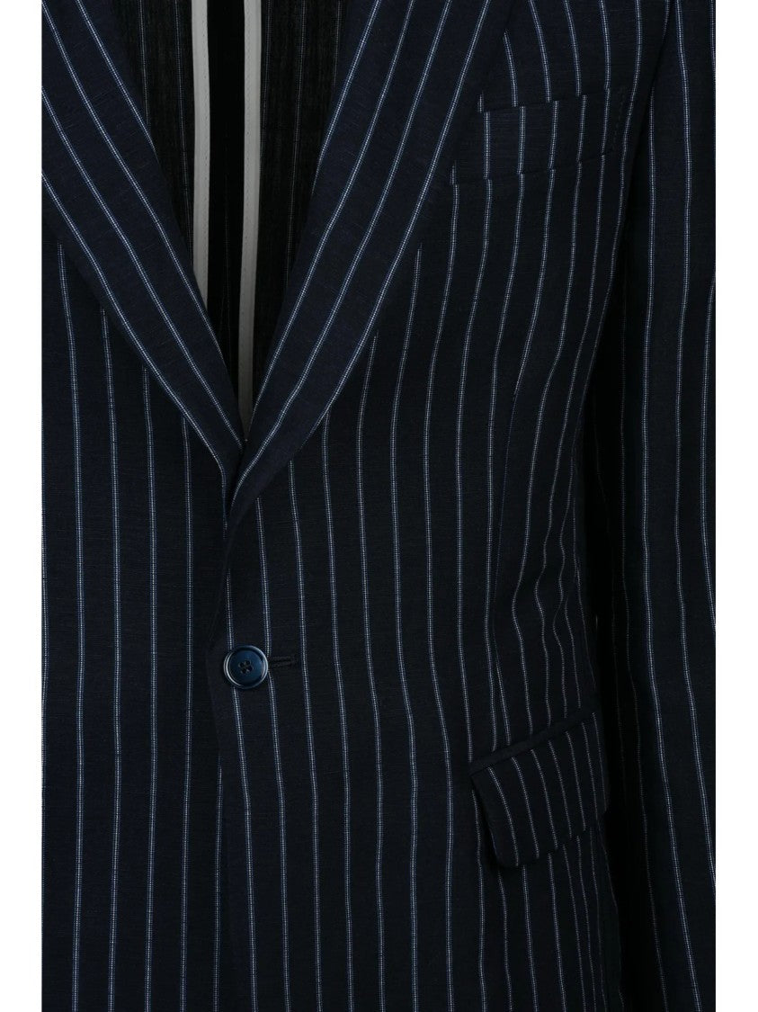 Daniele Alessandrini Multicolor Tailored Linen/Viscose Slim Fit Jacket