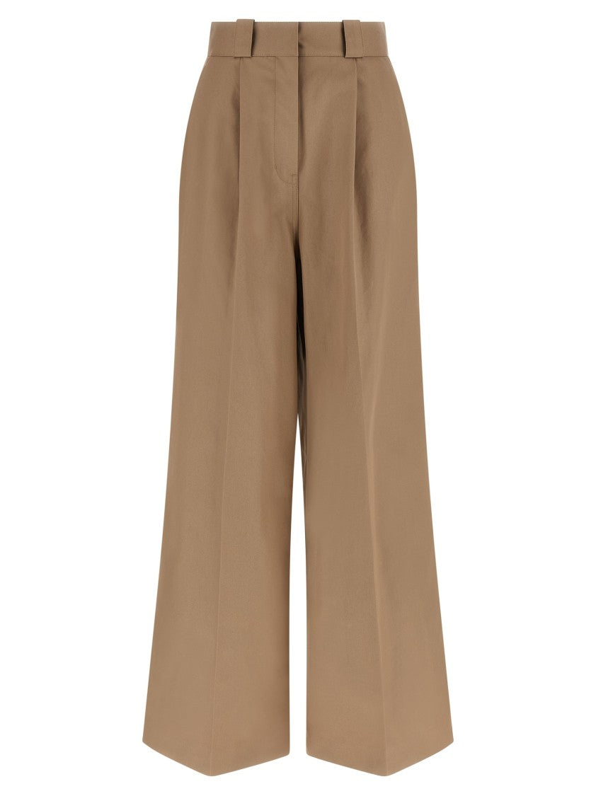 Balenciaga High-Waisted Cotton Twill Trousers With Flared Leg And Pleated Detail