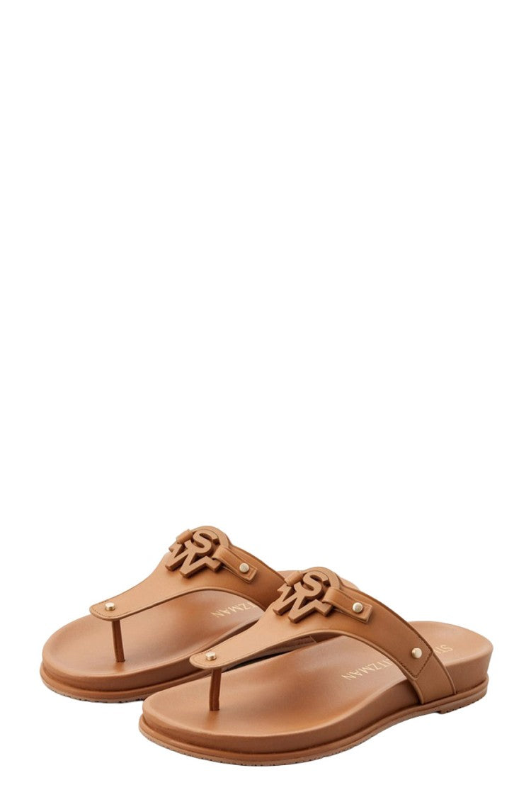 Stuart Weitzman Brown Leather Toe-Post Sandals