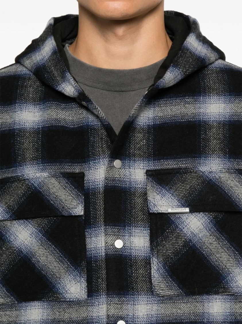 Represent Midnight Blue/Gray Hooded Overshirt