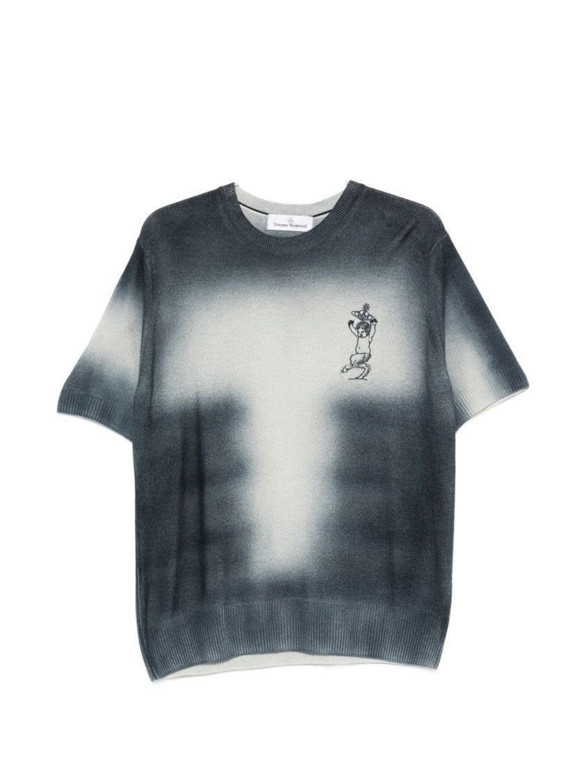 Vivienne Westwood Blue Gradient Knit Ribbed Detail T-Shirt