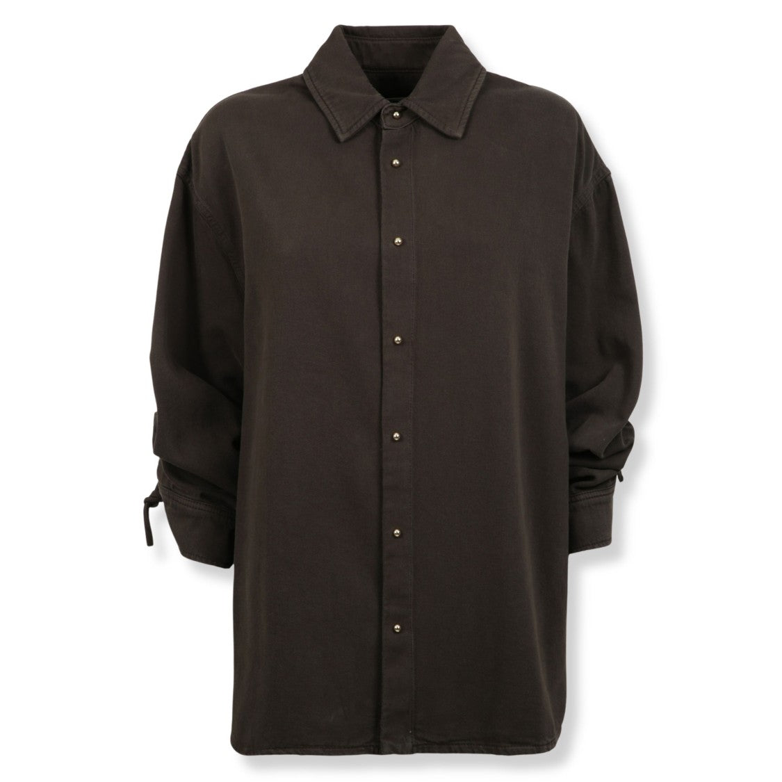 Darkpark Ruched Tencel Denim Shirt With Structured Design