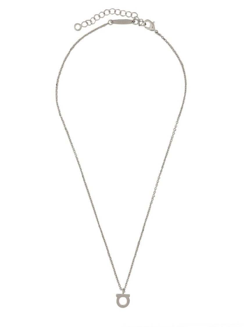 Ferragamo Gold Gancini Pendant Brass Necklace