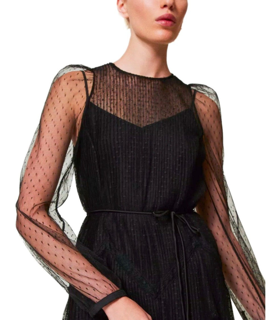 Twin-Set Black Long Pleated Dress