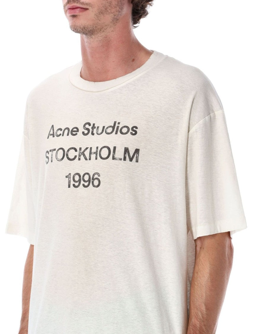 Acne Studios Cropped T-Shirt With Gradient Fabric And Centered Print