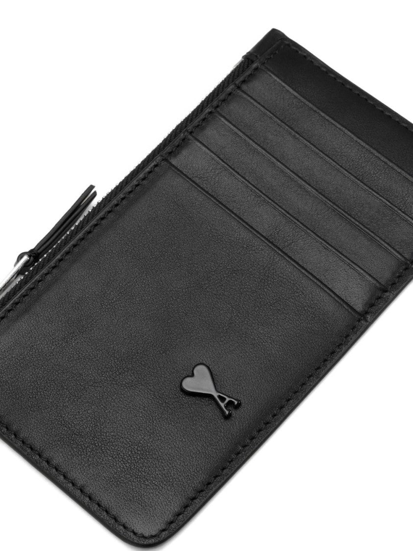 Ami Paris Smooth Black Leather Wallet