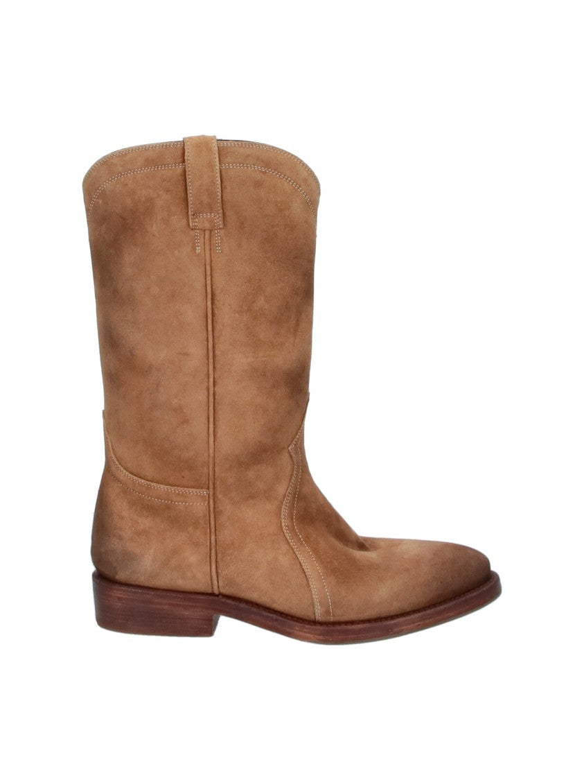 Jil Sander Mid-Calf Boots In Soft Calf Suede With Rounded Toe