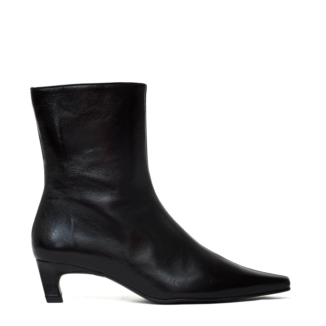 Alohas Ambar Rift Crinkled Black Leather Ankle Boots