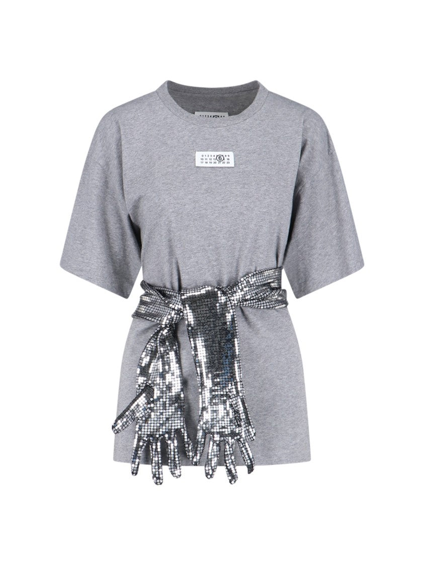 Mm6 By Maison Margiela Numeric Tag Gloves T-Shirt – Grey