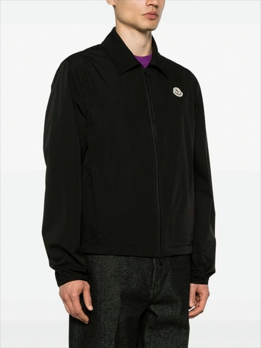Moncler Minimalist Black Bomber Jacket With Elastic Details
