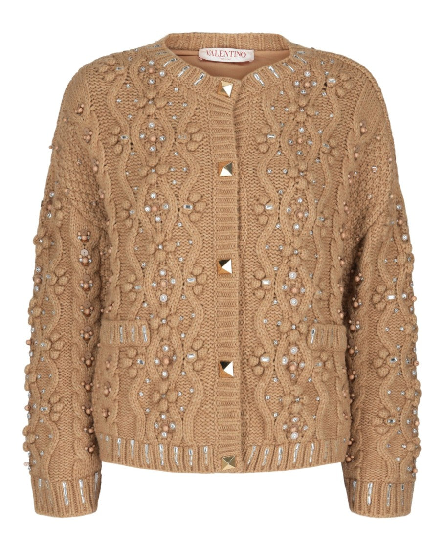Valentino Embroidered Wool-Blend Cardigan