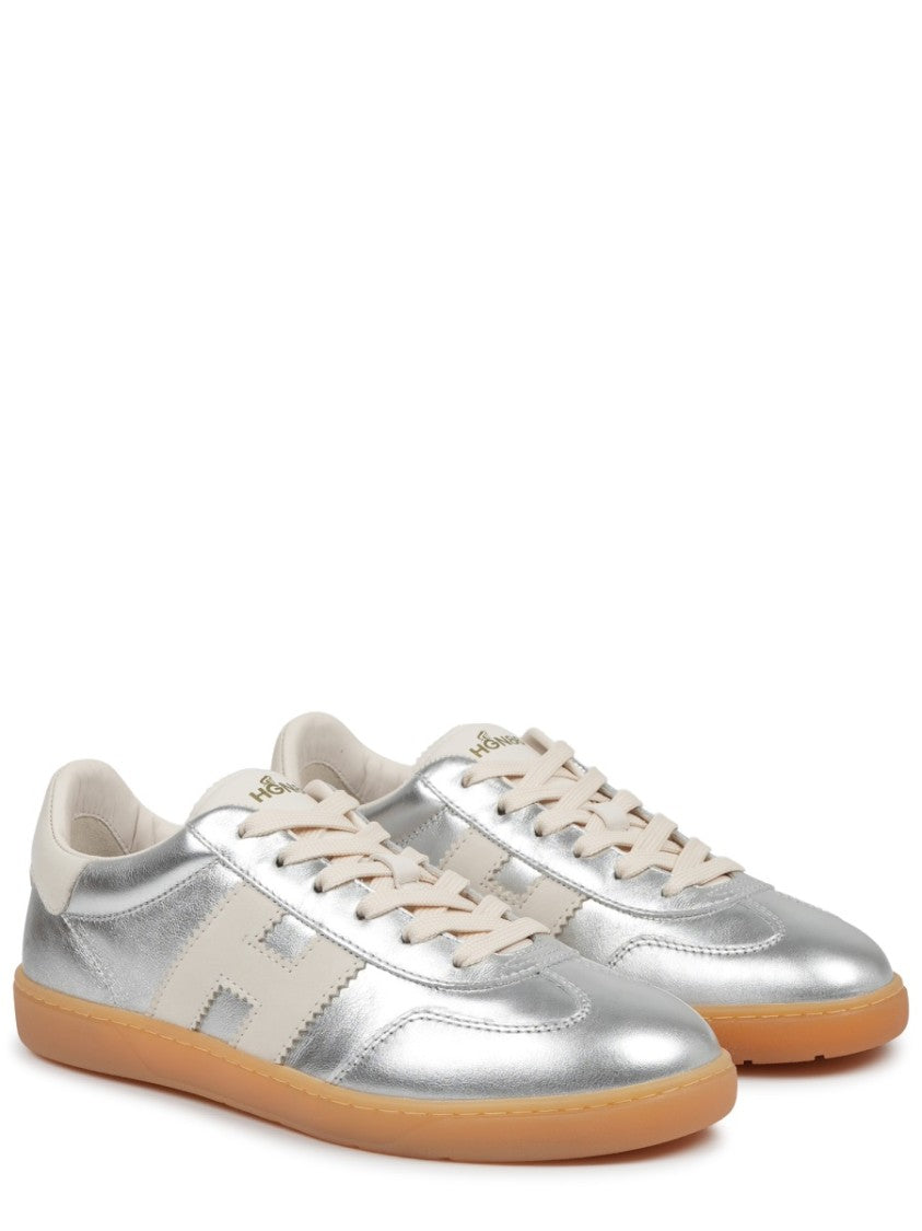 Hogan Metallic Silver Calfskin Mutton Sneakers