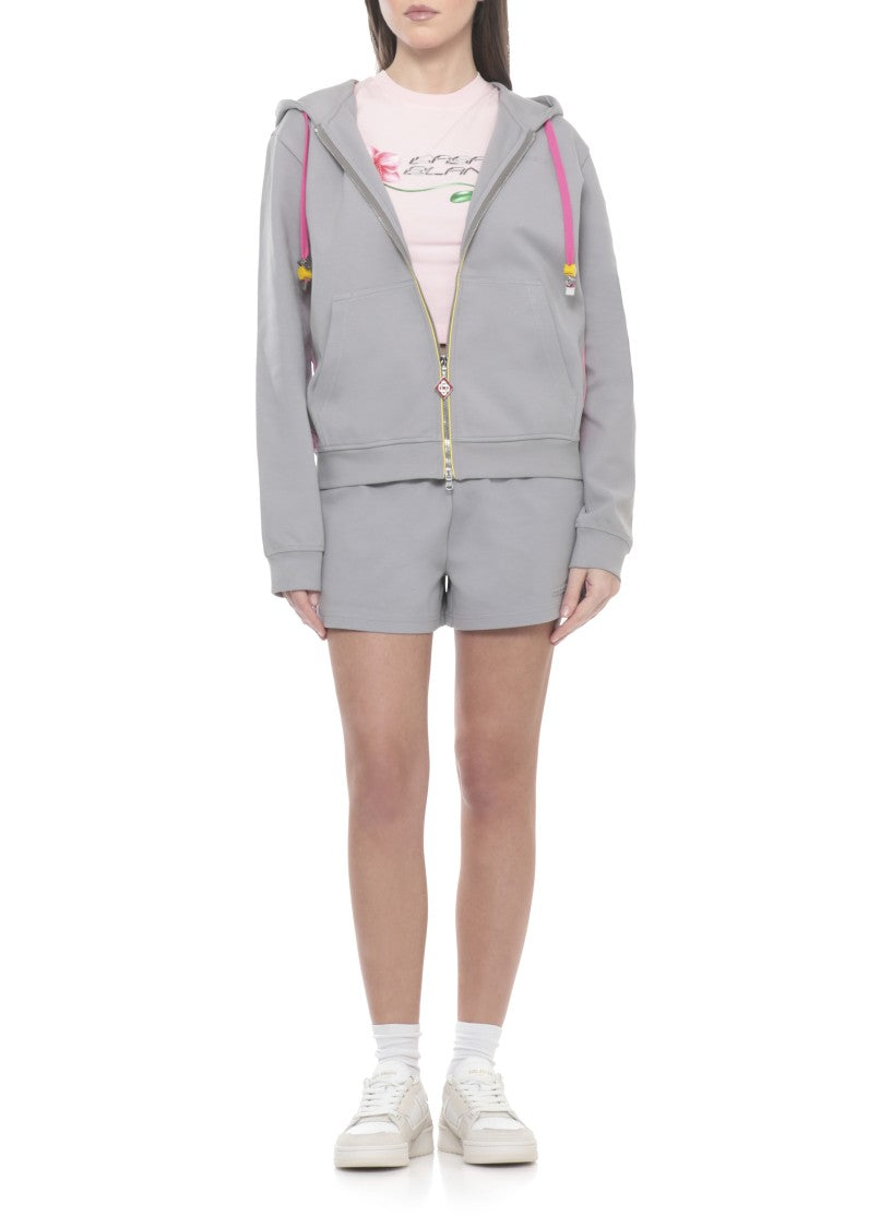 Casablanca Cropped Hooded Sweatshirt With Embossed Logo And Charms
