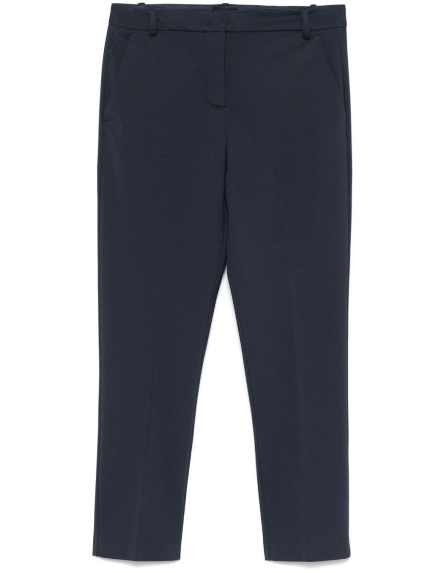 Pinko Ankle-Length Blue Trousers With Side Pockets