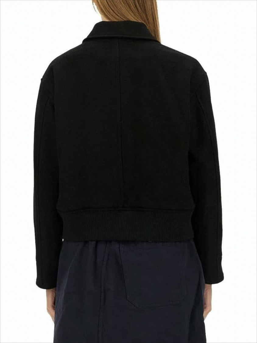 Margaret Howell Cropped Boxy-Fit Wool Jacket With Ribbed Details