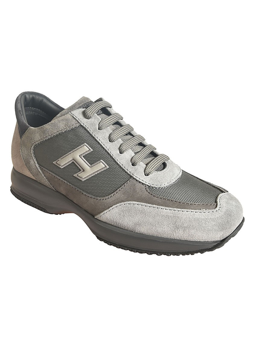 Hogan Interactive Grey Leather And Mesh Shoes