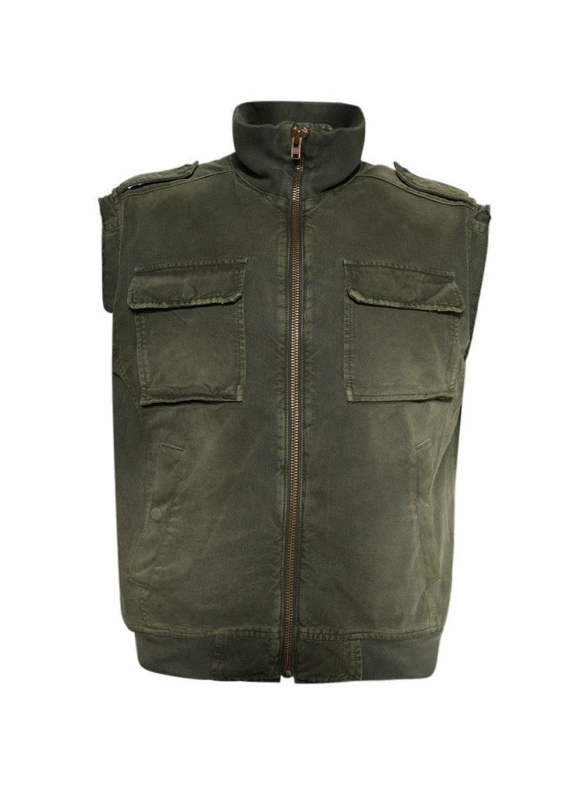 Mm6 By Maison Margiela Stand Collar Sleeveless Vest With Functional Pockets