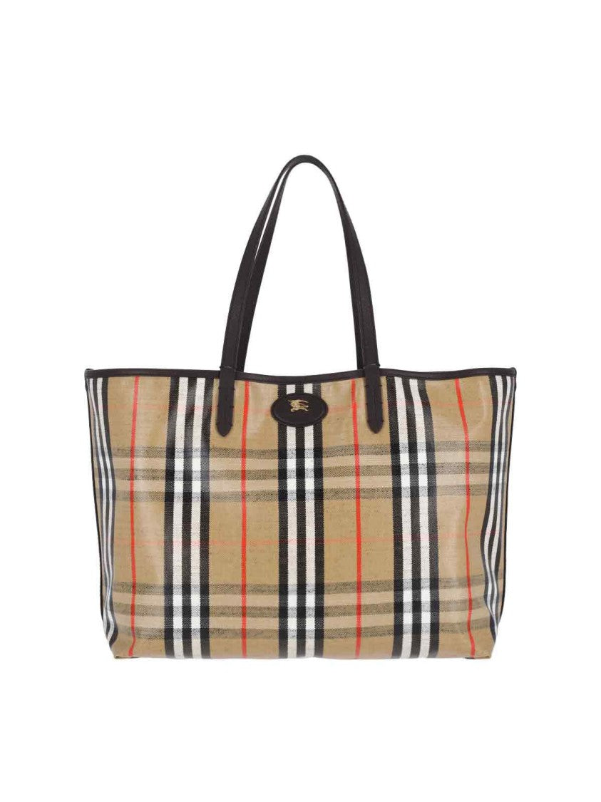 Burberry Beige Check Pouch Tote Bag