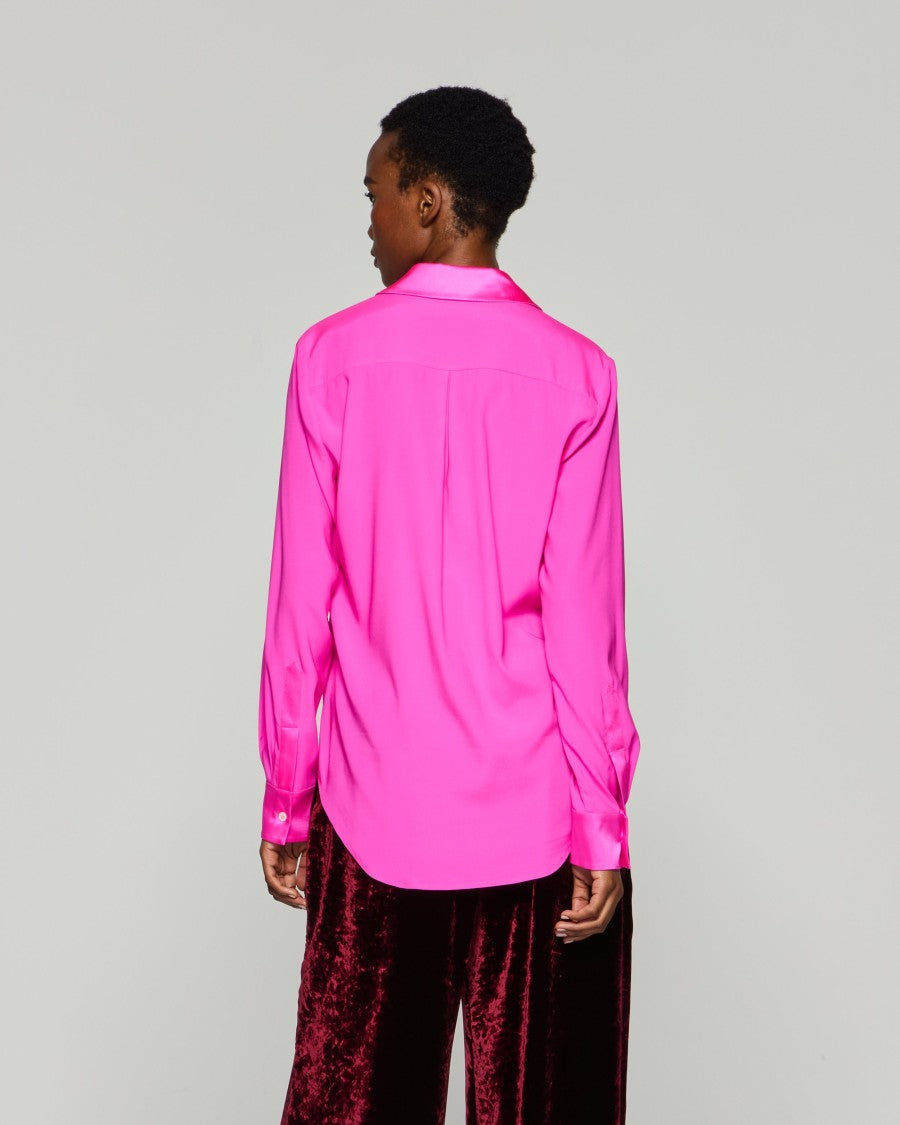 Serena Bute Silk Classic Shirt - Neon Pink