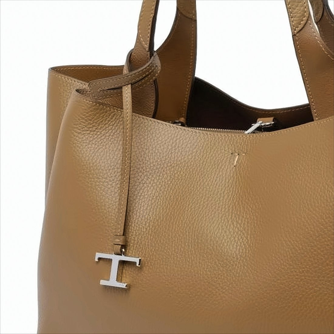 Tod's Textured Leather Structured Shoulder Bag With Smooth Finish
