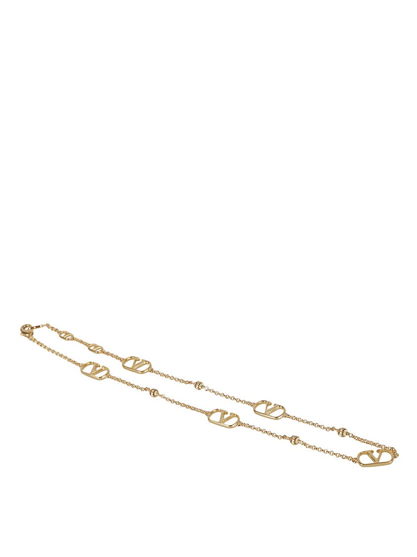 Valentino Garavani Geometric Gold Brass Chain Necklace