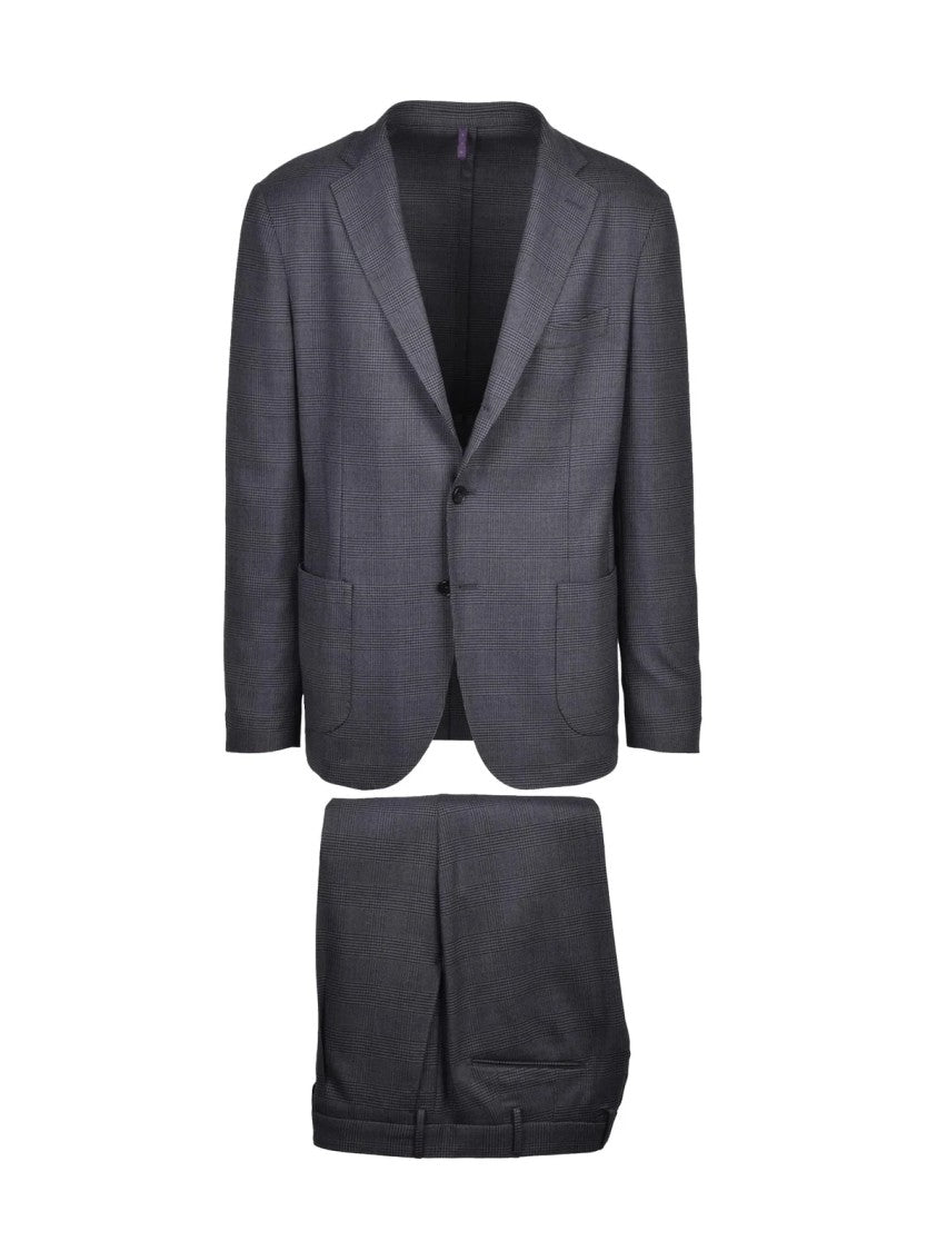 Santaniello To Magenta Grey Wool Polyester Elastane Men Suit