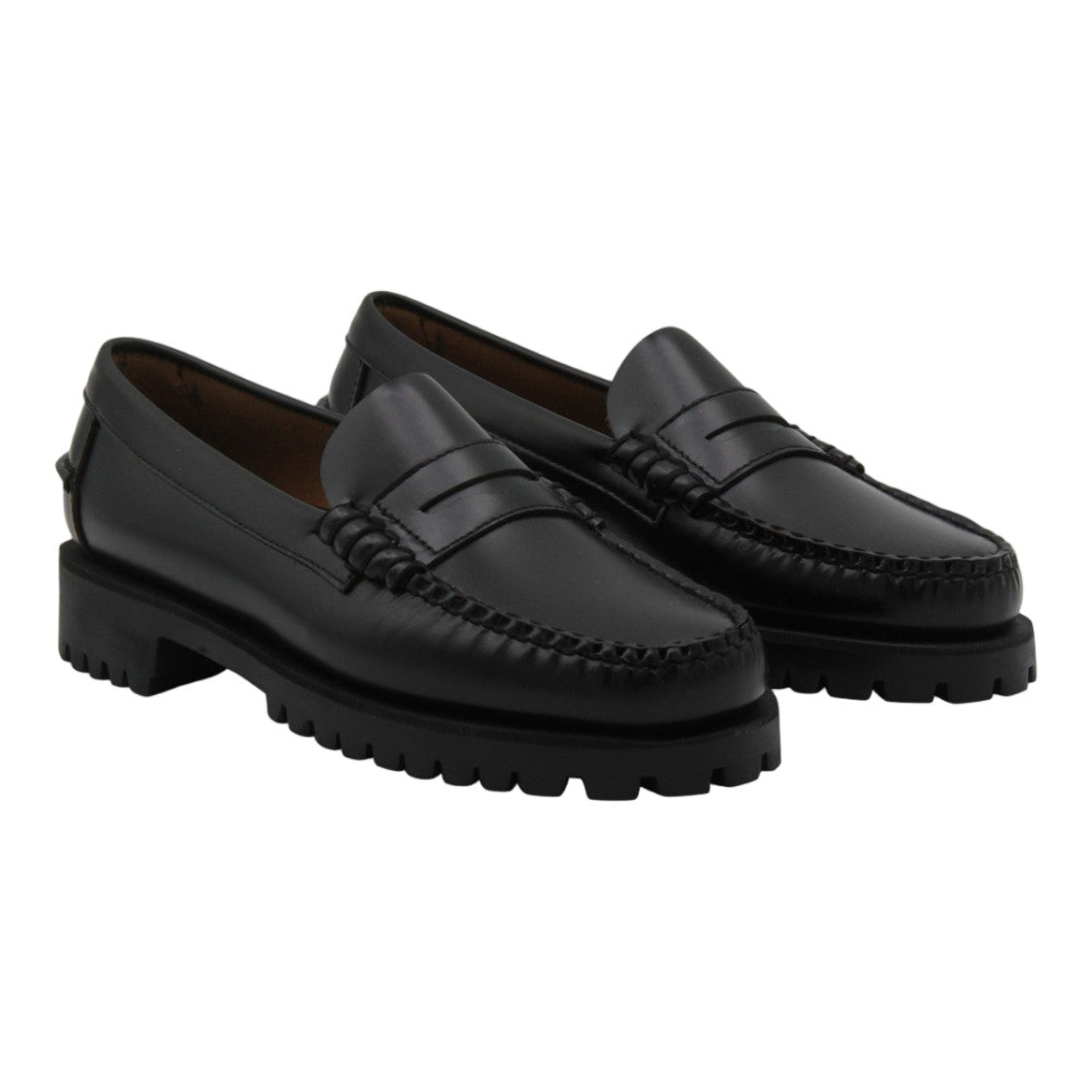 Sebago Penny Loafer-Inspired Black Flats With Moccasin Stitching