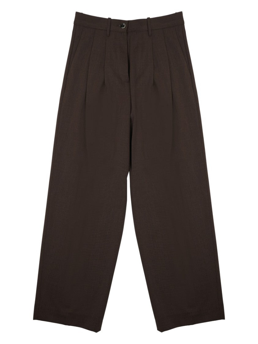 Nine In The Morning Brown Gemma Carrot Pleated Wide-Leg Pants